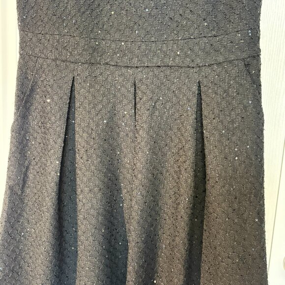 Yumi Black Textured Sequin Fit & Flare Dress - Picture 7 of 13